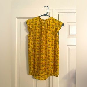 LOFT golden yellow floral top Sz S